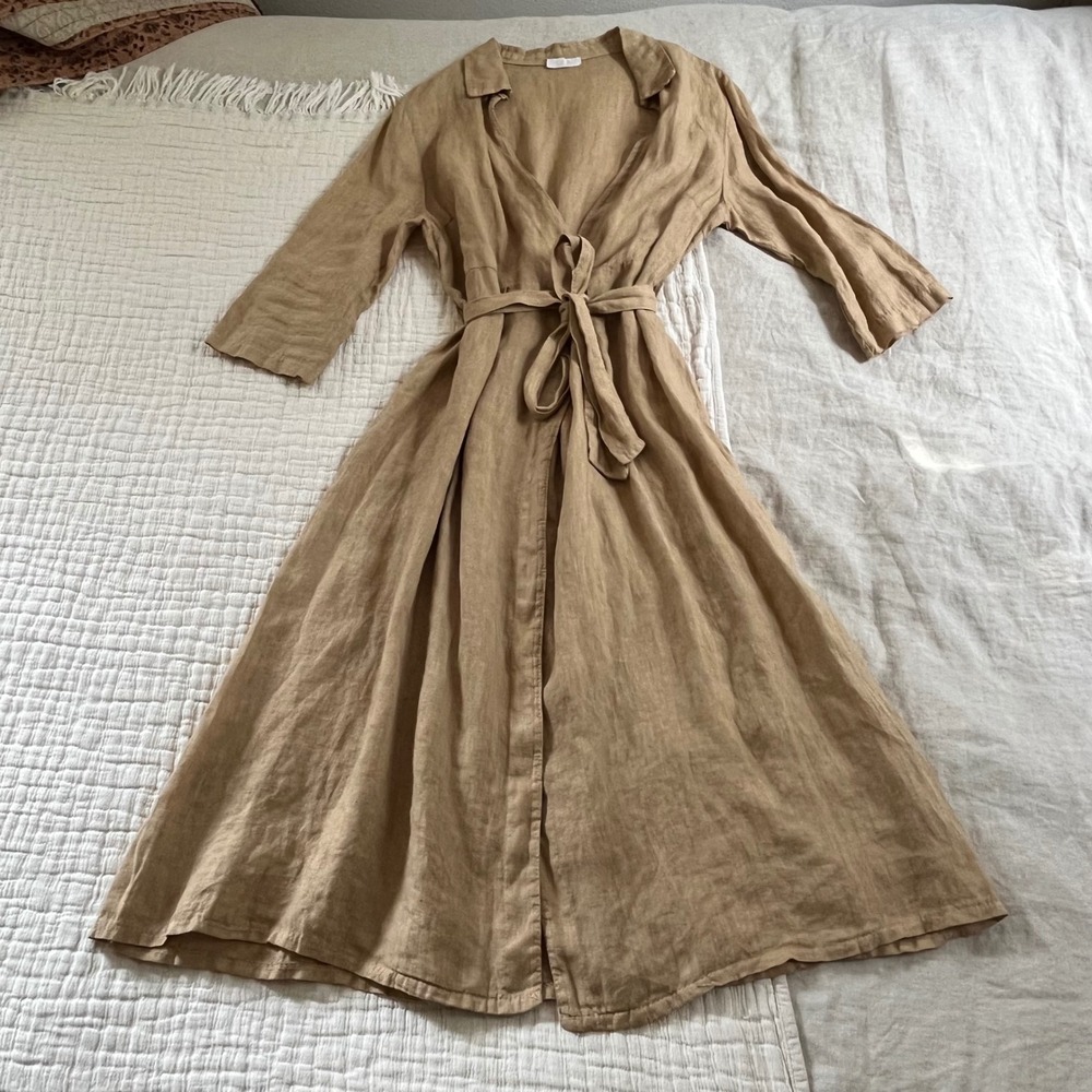 Scandal Italy Linen Wrap Dress One Size